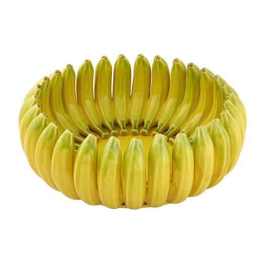 Centro de mesa em faiança amarela, Ø 38 x 14 cm | Banana Madeira