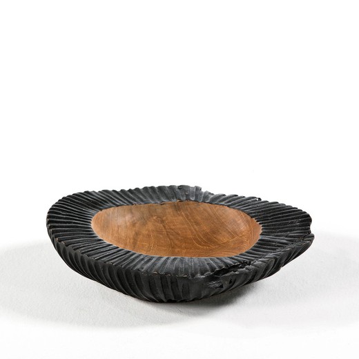 Centre de table en bois noir, 30x30x10cm