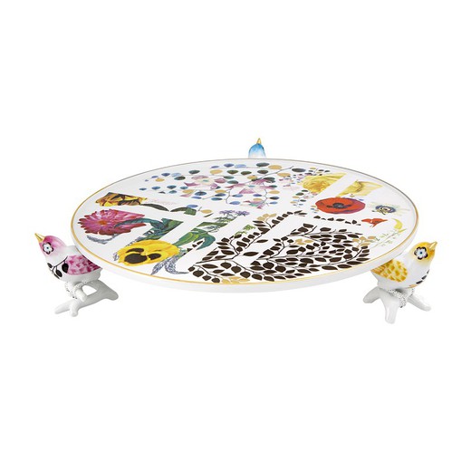 Centro de mesa em porcelana multicolor, Ø 44 x 8 cm | Primavera