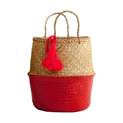 Red Rattan Basket, Ø31x37cm