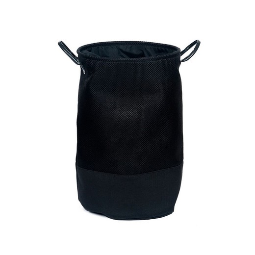 Vasketøjskurv med sorte håndtag, Ø35x55cm