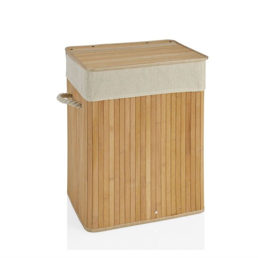 Cesto de roupa suja retangular de bambu, 41x31,5x50,5 cm