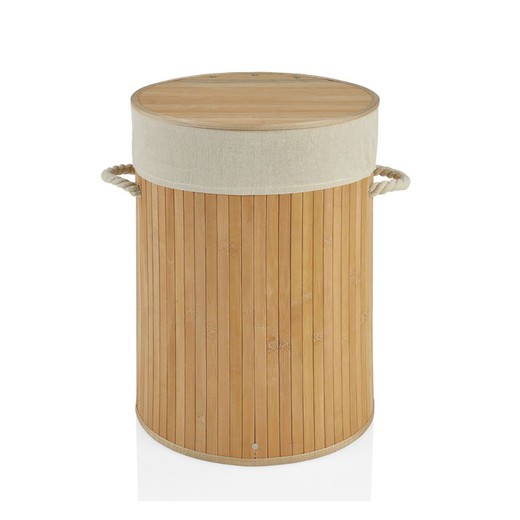 Cesto de roupa suja redondo de bambu, Ø37x50,5 cm