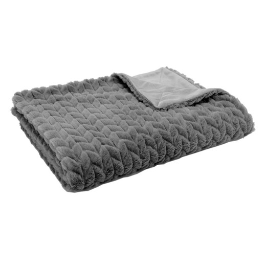 CHEVRON-Anthracite polyester blanket, 130x170 cm
