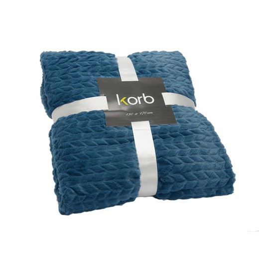 CHEVRON-Μπλε κουβέρτα από πολυεστέρα, 130x170 cm