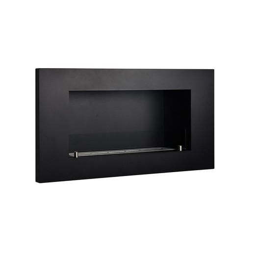 Steel and glass bioethanol fireplace in black, 100 x 19 x 50 cm | Drum