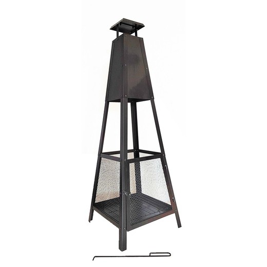 Chimenea de exterior de hierro negra, 40 x 40 x 140 cm | Akita totem