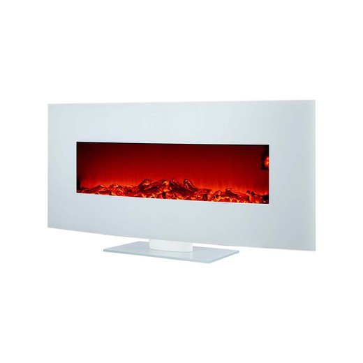 Elektrokamin 1600 W Alaska 128x26x61 cm mit Feuersimulation für Wand / Weißer Tisch