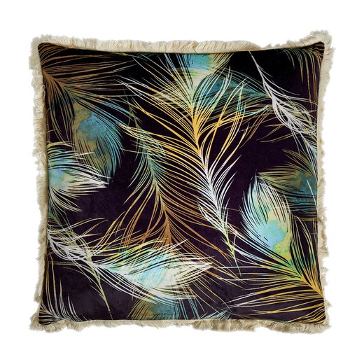 Basha velvet cushion in natural, 45 x 45 x 15 cm