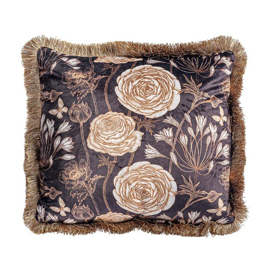 Cahil velvet cushion in brown, 45 x 7 x 45 cm