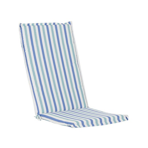 Coussin avec dossier pour chaise en tissu bleu clair et bleu marine, 42 x 115 x 5 cm | Bord de mer