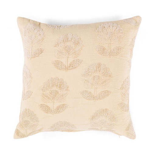 Beige cotton cushion, 45 x 45 x 10 cm | Dahlia