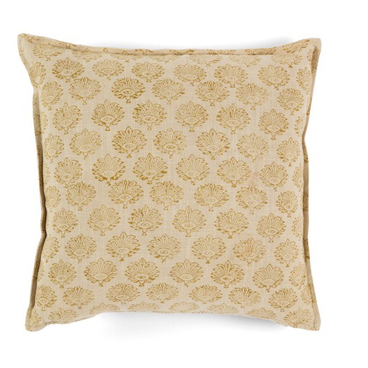 Beige cotton cushion, 45 x 45 x 10 cm | holly
