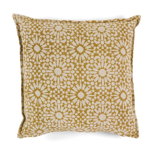 Beige cotton cushion, 45 x 45 x 10 cm | marigold