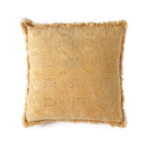 Poduszka z bawełny musztardowej, 45 x 45 x 10 cm | Harmonia