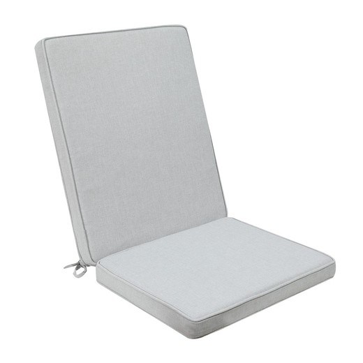 Cojín de asiento y respaldo para exterior de tejido de olefina en gris claro, 45 x 36 - 55 x 5 cm | Mooma Confort