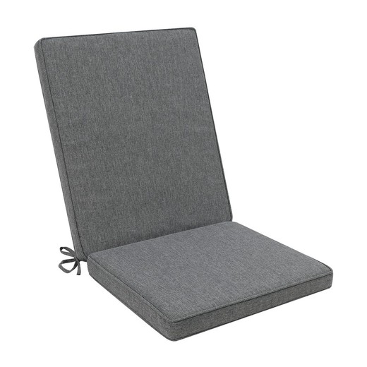 Coussin d'assise et de dossier d'extérieur en tissu oléfine gris foncé, 45 x 36 - 55 x 5 cm | Mooma Confort