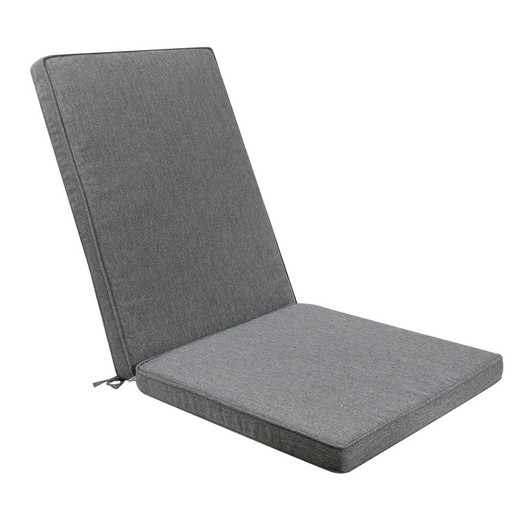 Almofada exterior para assento e encosto em tecido olefino cinza escuro, 50 x 50 - 65 x 5 cm | Mooma Conforto
