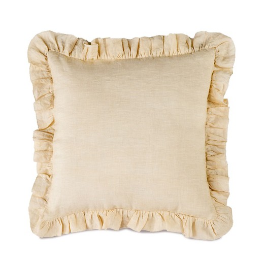 Cuscino bianco in lino e cotone, 45 x 45 x 10 cm | Avorio