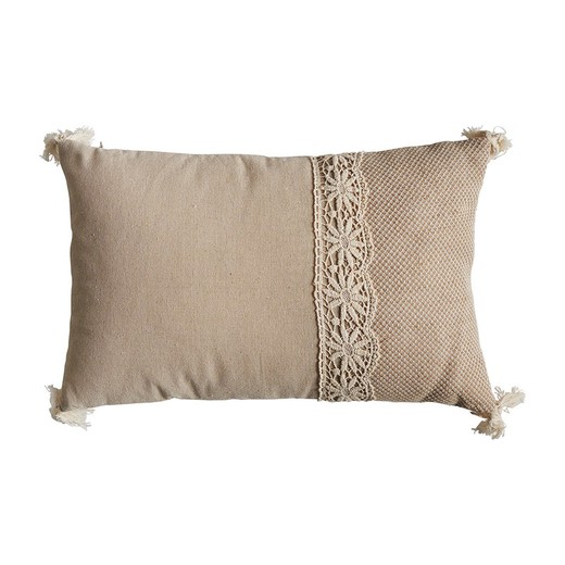 Beige polyester cushion, 42 x 10 x 26 cm | ticker