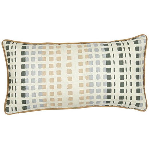 Silk and cotton cushion in multicolor, 30 x 60 cm | Squares