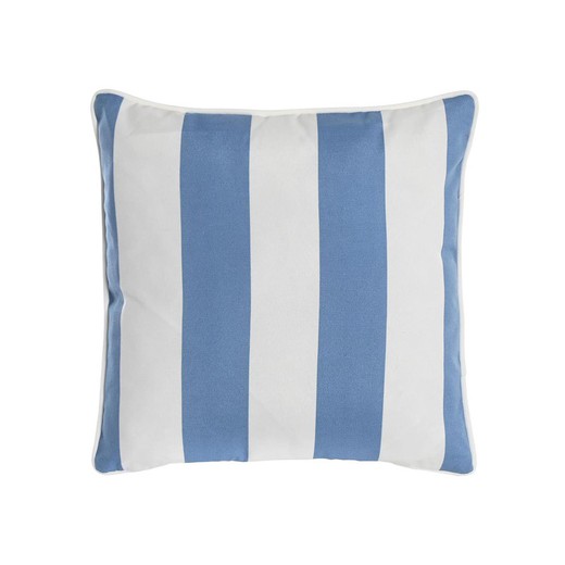 Fabric cushion in light blue and white, 40 x 40 x 10 cm | Stripes