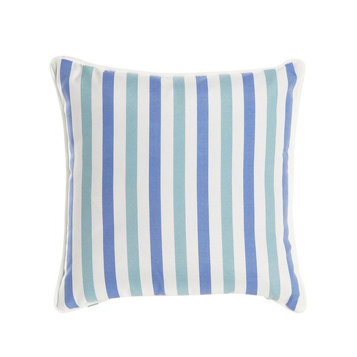 Fabric cushion in light blue and navy blue, 40 x 40 x 10 cm | Sea Side