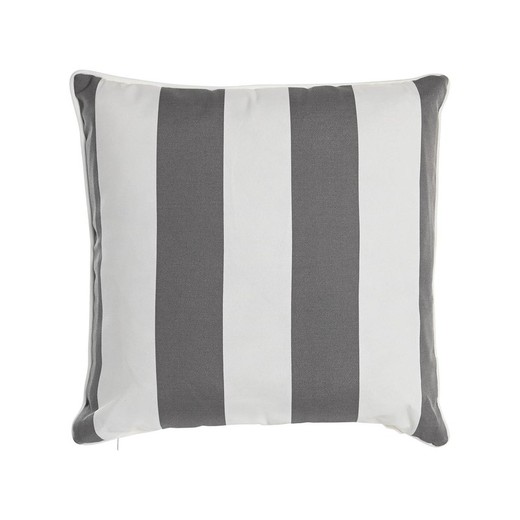 Cuscino in tessuto grigio e bianco, 40 x 40 x 10 cm | strisce