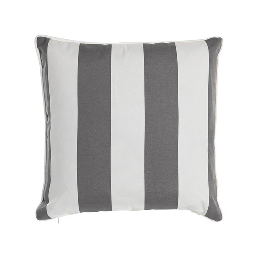 Gray and white fabric cushion, 40 x 40 x 10 cm | Stripes