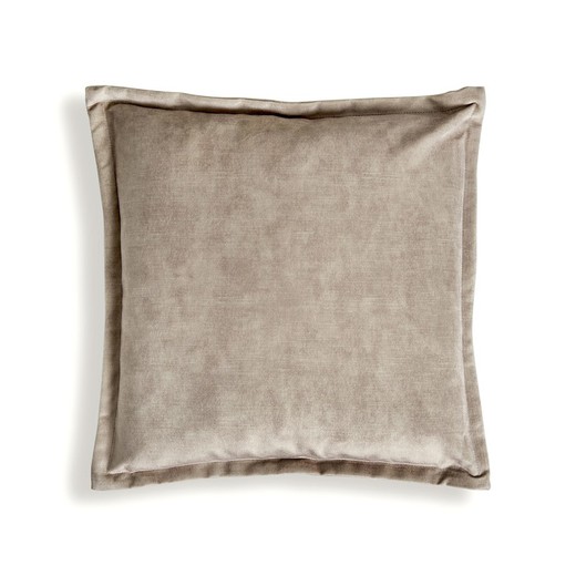 Velvet cushion in beige, 50 x 50 x 10 cm | Aricia