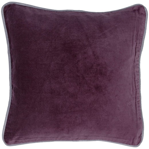 Velvet cushion in plum, 45 x 2 x 45 cm