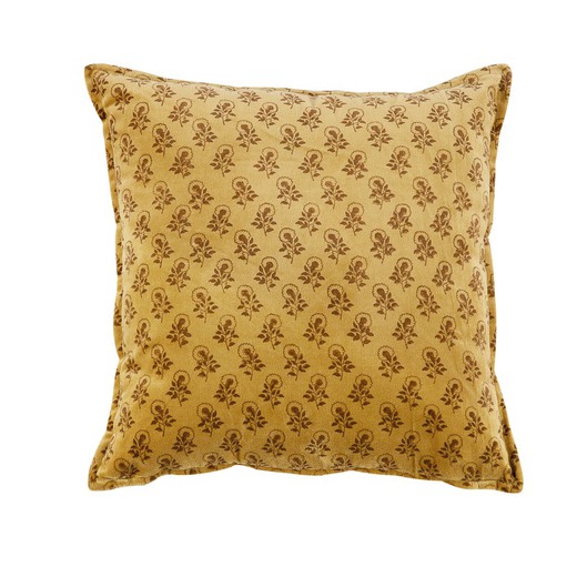 Mustard velvet cushion, 45 x 45 x 10 cm | Rose