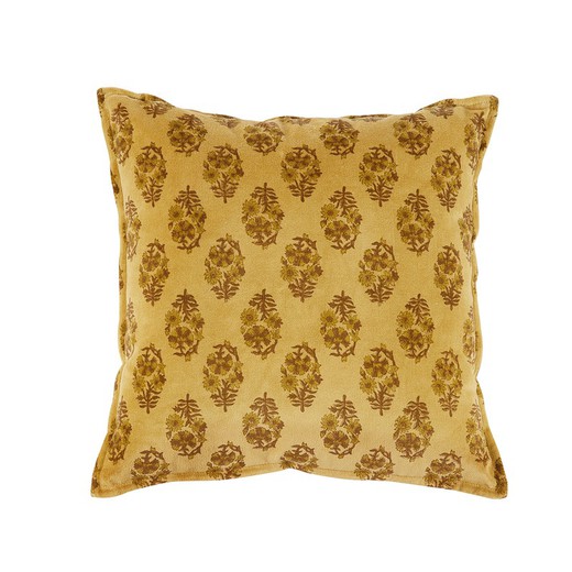 Mustard velvet cushion, 45 x 45 x 10 cm | sunflower