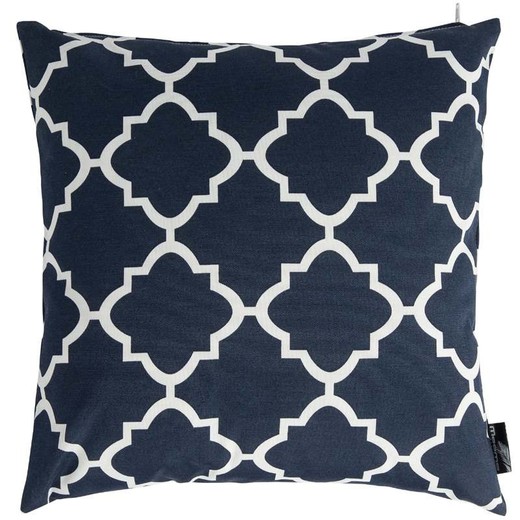 Outdoor decorative cushion made of navy blue and white fabric, 45 x 12 x 45 cm | Outdoor