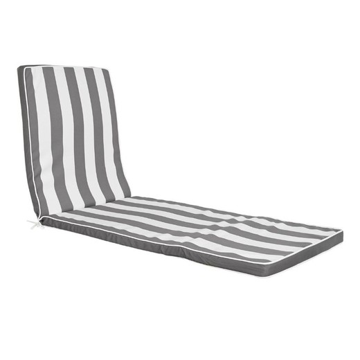 Hængekøjepude i grå og hvid stof, 60 x 190 x 5 cm | Striber