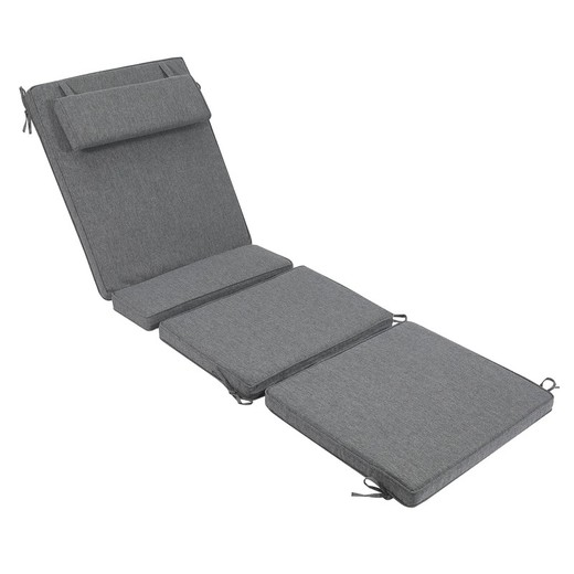 Poduszka na leżak Mati z tkaniny olefinowej w kolorze ciemnoszarym, 50 x 51 - 40 - 20 - 70 x 5 cm | Komfort Moomy