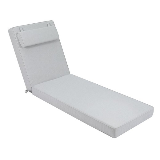 Roxas sun lounger cushion in light gray olefin fabric, 59 x 72 - 117 x 10 cm | Mooma Comfort