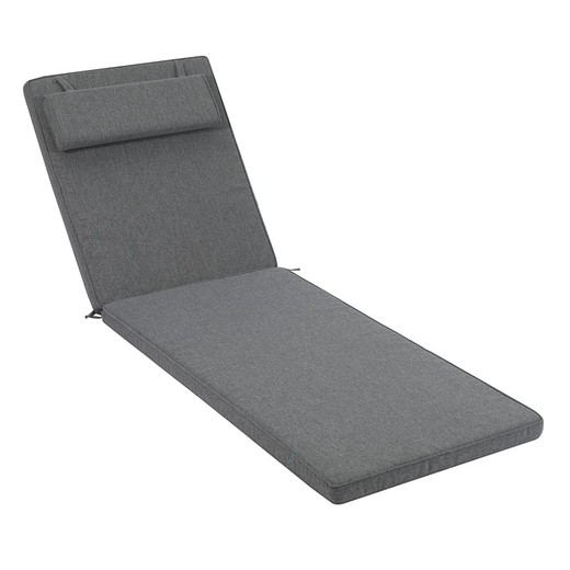Roxas sun lounger cushion in dark gray olefin fabric, 59 x 72 - 117 x 5 cm | Mooma Comfort