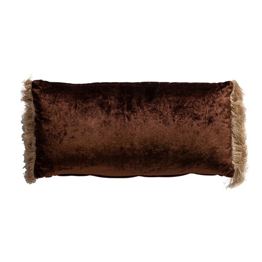 Coussin en velours marron/beige ZAID, 60x10x30 cm.