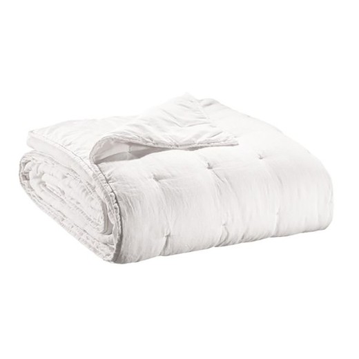 Linen and cotton bedspread in white, 260 x 240 cm | Zeff