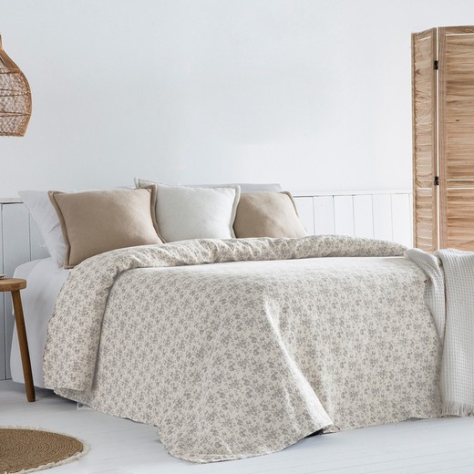 Beige en lichtgrijze stoffen quilt | Aqua02