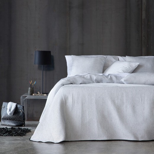 Couette en tissu blanc et anthracite | Aube 25