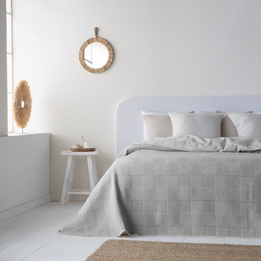 Grijze en witte stoffen quilt | Sofia 61