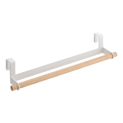 Steel and wood door hanger in white and natural, 33 x 7.5 x 6 cm | Tosca