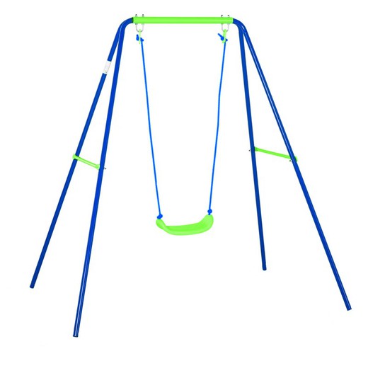 Columpio infantil de metal en azul y verde, 142 x 142 x 180 cm | Swing
