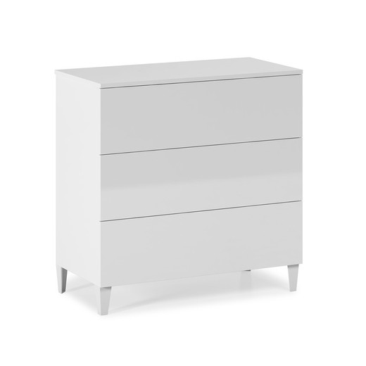 3-drawer chest with legs in gloss white, 80 x 40 x 80 cm