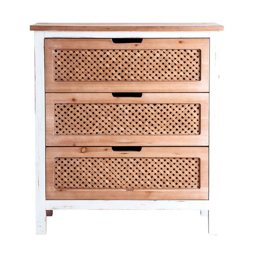 White and natural fir chest of drawers, 76 x 37 x 84 cm | Zael