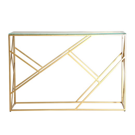 Gold Bleg Iron and Glass Chest of Drawers, 115x30x77cm