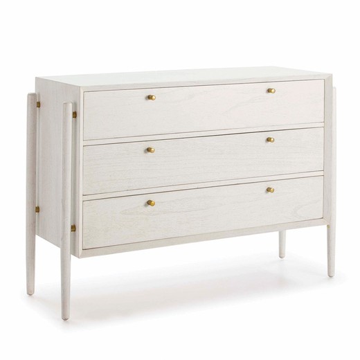 White Wood Chest of Drawers, 125x45x90cm