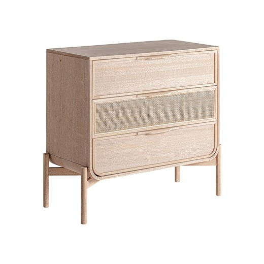 Chest of drawers made of ash wood and rattan in natural, 90 x 39 x 80 cm | Weurtz